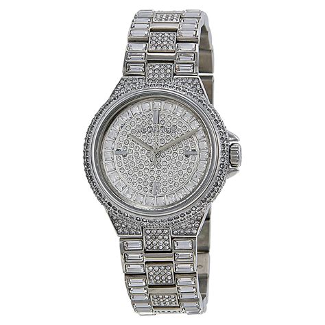 michael kors camille silver crystal pave stainless steel ladies watch|michael kors camille watch.